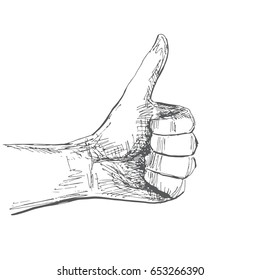 Hand gesture ok. Illustration in sketch style. Hand drawn vector illustrations.