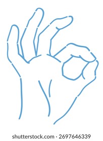 Gesto de la mano. OK. Ilustración de boceto de Vector.