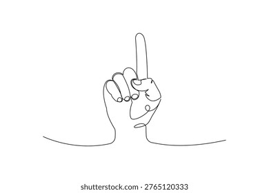 Hand gesture one line vector illustration pointing finger minimal continuous line design