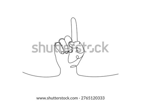 Hand gesture one line vector illustration pointing finger minimal continuous line design