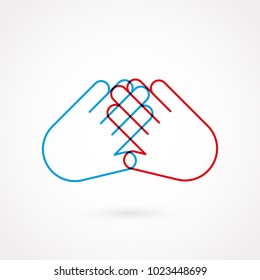Hand gesture outline. Flat design, vector illustration