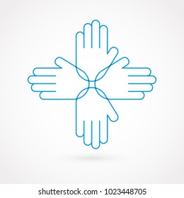 Hand gesture outline. Flat design, vector illustration