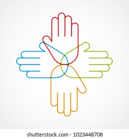 Hand gesture outline. Flat design, vector illustration