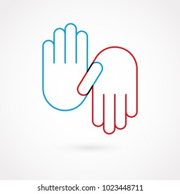 Hand gesture outline. Flat design, vector illustration