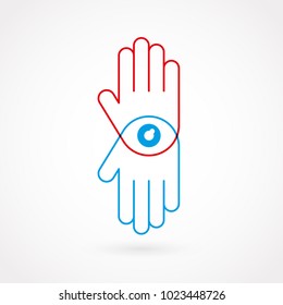 Hand gesture outline. Flat design, vector illustration