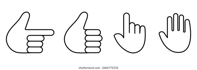 hand gesture outline icon set. Hands line icons set. Editable stroke.