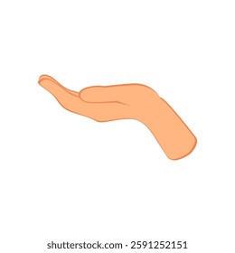 Hand gesture outstretching as concept asking for help isolated on white background. 