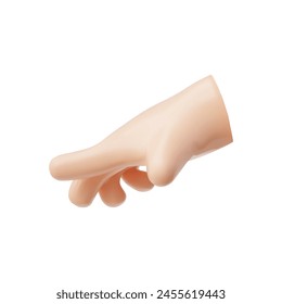 Hand gesture palm down 3D style vector illustration. Cartoon outstretched hand palm isolated on white background. Arm showing something, gives a helping hand, support concept