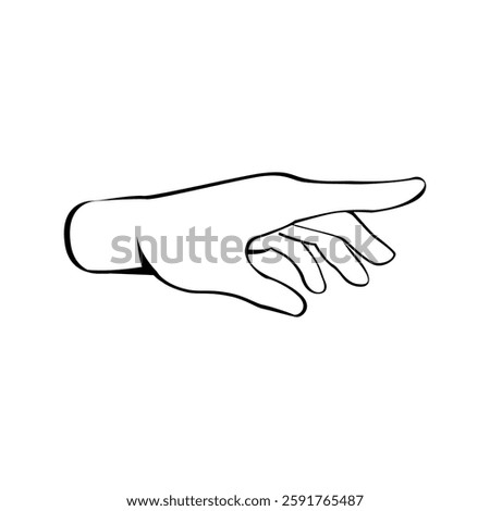 Hand gesture palm down. Arm showing something, gives a helping hand, support concept sketch out line