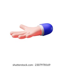 Hand gesture palm up isolated on white background. 3d hand for web design. Vector illustration.