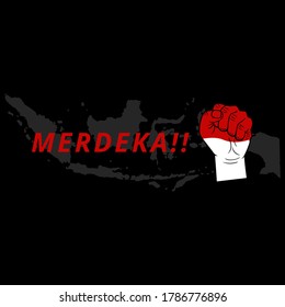 Hand Gesture Patriotic Indonesia Independence Day. Map Indonesia Background Banner Illustration