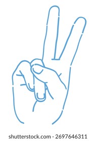 Hand gesture. Peace sign. Vector sketch illustration.