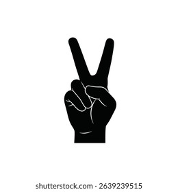 Hand gesture peace sign victory two fingers.