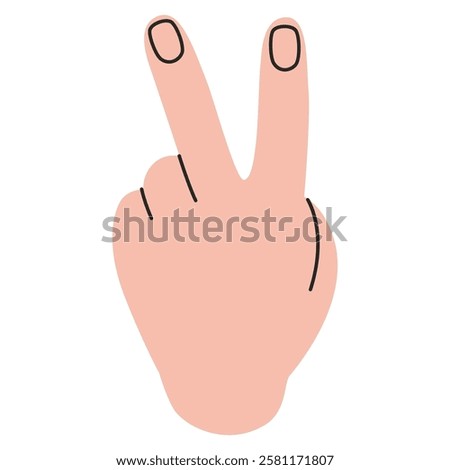 Hand gesture, peace, victory or v sign, back of the hand. Gesturing human arms. Trendy modern vector illustration isolated on white background, hand drawn, flat design