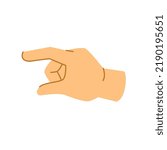 Hand gesture of person measuring size, isolated palm with thumb and index finger with distance between them. Arm and wrist. Flat cartoon, vector in flat style