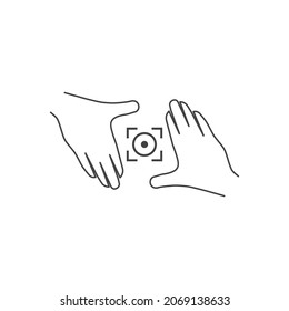 Hand gesture photography logo design vector template