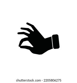 hand gesture pick up. hands picking up things, white background hand silhouette symbol.