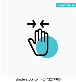 Hand, Gesture, Pinch, Arrow, zoom in turquoise highlight circle point Vector icon