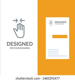 Hand, Gesture, Pinch, Arrow, zoom in Grey Logo Design and Business Card Template