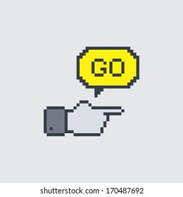 hand gesture pixel art
