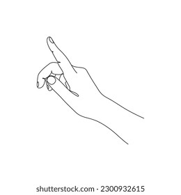 Gesto de mano con el dedo señalador. Dibujo de líneas. Ilustración vectorial dibujada a mano.