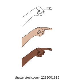Hand gesture with pointing finger. One line art. Hand drawn vector illustration.