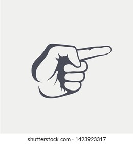 Hand gesture. Pointing right finger. Vector illustration. 