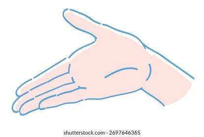 Hand gesture. Presenting gesture. Vector sketch illustration.