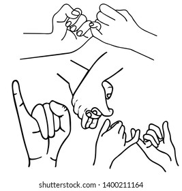 hand gesture  Promise outlines set