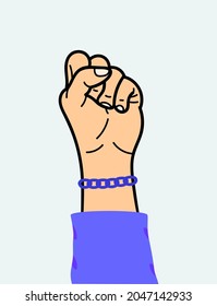 The hand is a gesture of protest. For use on textiles, packaging paper, souvenirs, printing, posters, postcards. Vector illustration.