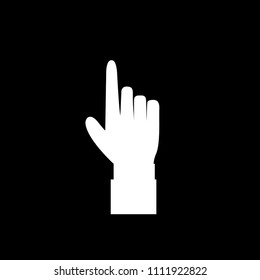 Hand gesture with a raised index finger. Pointing finger icon illustration of businessman white hand with index finger pointing isolated on black background