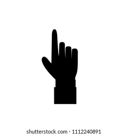 Hand gesture with a raised index finger. Pointing finger icon illustration of businessman black hand with index finger pointing isolated on white background