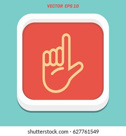 hand gesture with a raised index finger on a light background