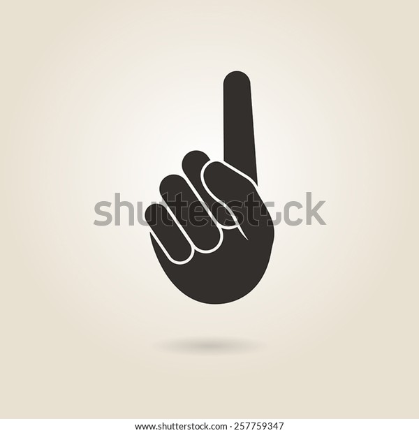 hand gesture with a raised index finger on a\
light background