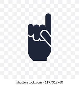 Hand gesture raising the index finger transparent icon. Hand gesture raising the index finger symbol design from Human Body Parts collection.