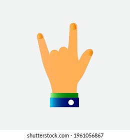 Hand gesture realistic, illustration of a human hand isolated on the white background. Symbol of rock and coolness. Vector. Icon