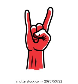 A hand gesture of rock music. Vector. Sign.