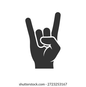 A hand gesture of rock and roll on a black background