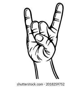 Hand Gesture Rock Sign Outline Silhouette Stock Vector (Royalty Free ...