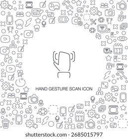 Hand Gesture Scan Icon, line style with mosaic icon background, great for web and background use.