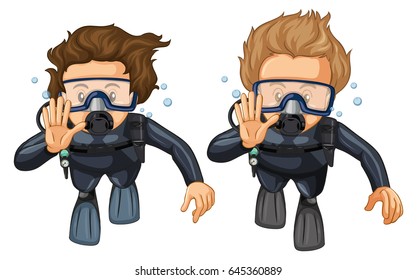 Hand gesture for scuba diving illustration