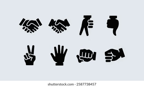hand gesture set collection black