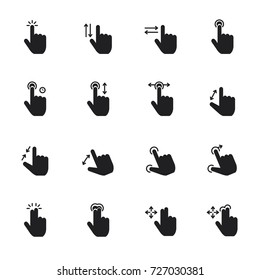 Hand Gesture. Set of Signs and Symbols Vector Illustration Color Icons Flat Style.