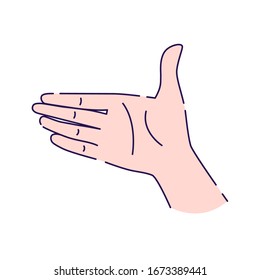 Icono de la línea de la mano del gesto de apretar la mano. Asociación, símbolo. Pictograma para página web, aplicación móvil, promoción. Elemento de diseño GUI de UI UX. Trazo editable