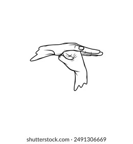 hand gesture shield of shambhala mudra black and white vector line art