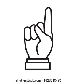 Hand gesture showing D letter over white background, line style, vector illustration