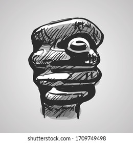 Hand gesture showing a fig. Fig sign sketch