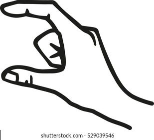 Hand gesture showing middle or big size