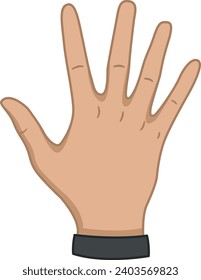 Hand Gesture Showing Number Five. Give Five Fingers Up. Vector Illustration for Children Education. Counting on your fingers