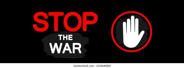 Gesto manual que muestra detener la guerra con un fondo negro. 